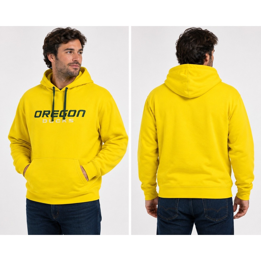 Stadium Athletics Oregon Ducks Hoodie Yellow Mens XL Embroidered Fleece Pullover
